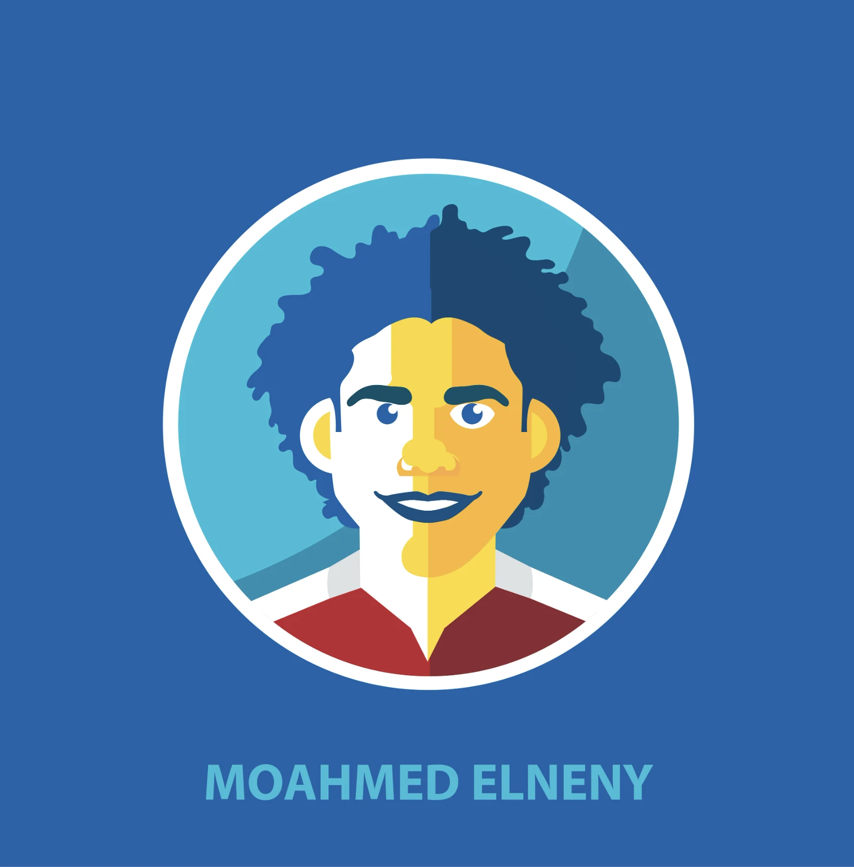 Mohamed Elneny cartoon portrait on a blue background