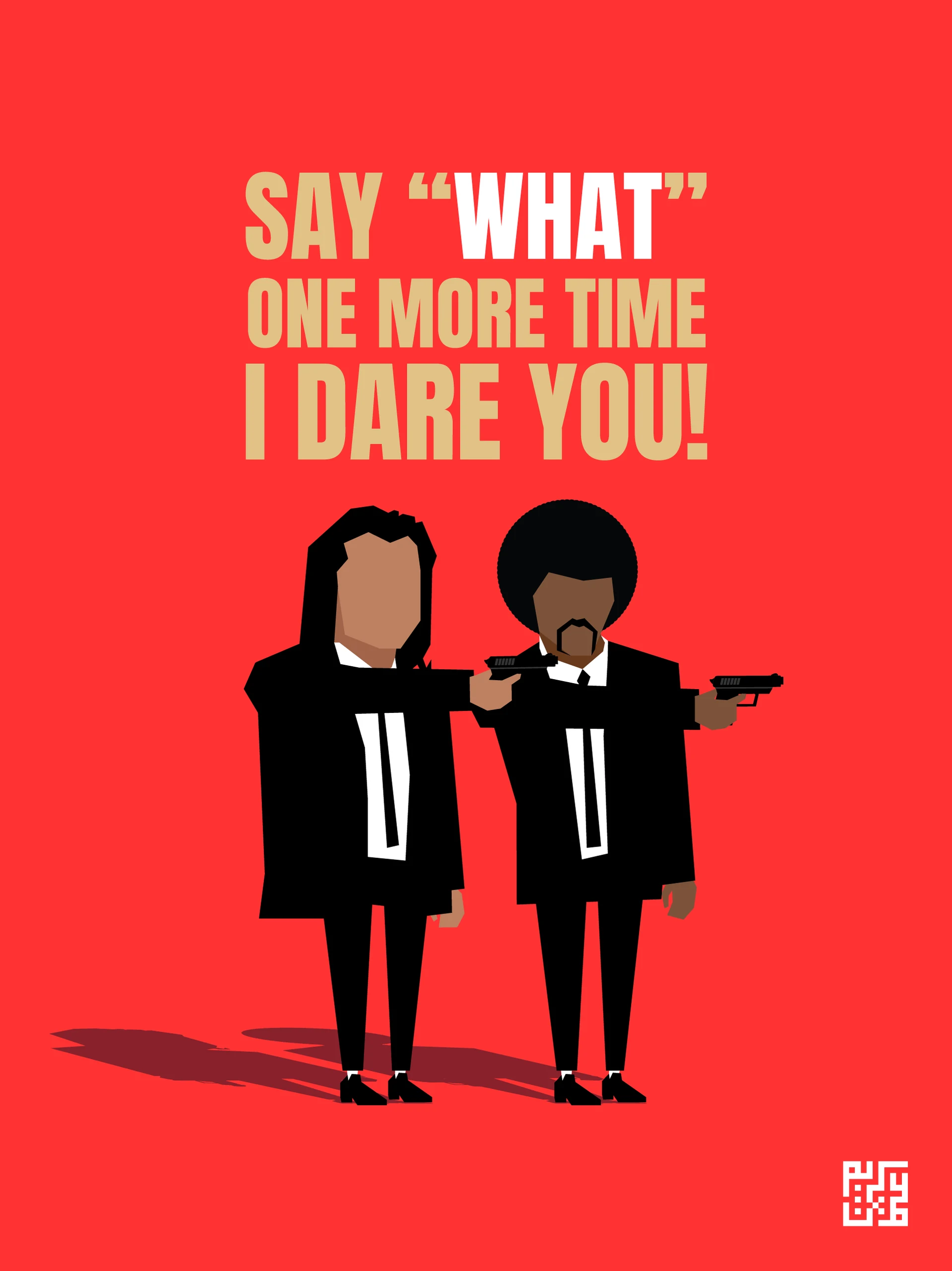Illustrated film characters on a red poster