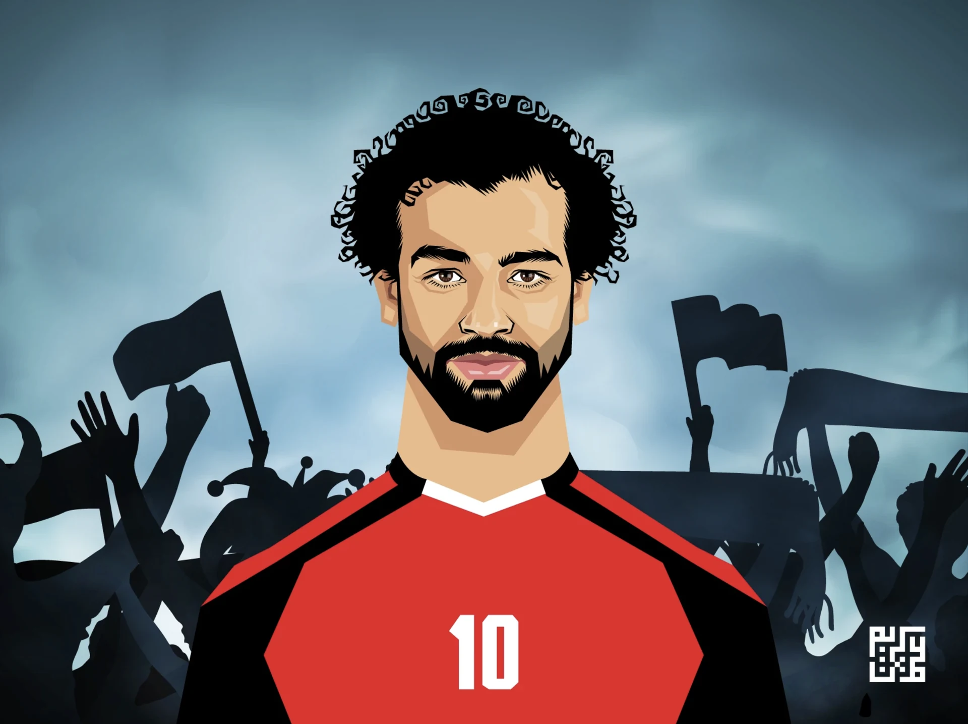 Football portrait of a player in a red number ten shirt